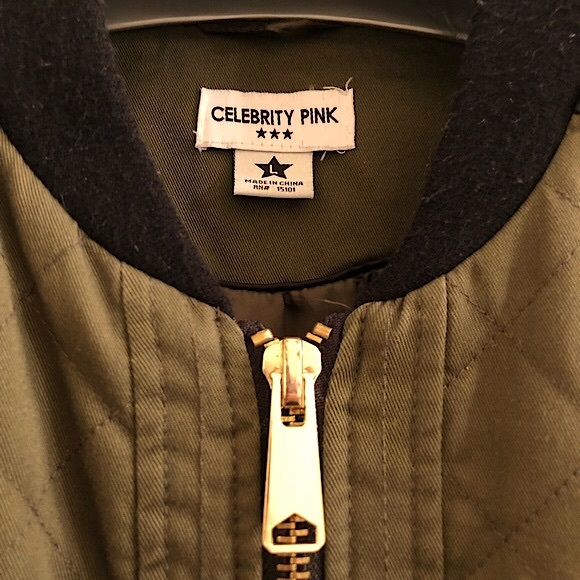 NWOT Celebrity Pink Black & Green Bomber Jacket - Picture 3 of 12